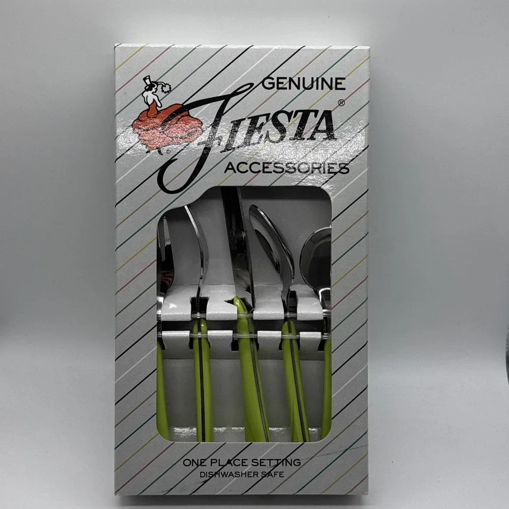 Fiesta Ware Genuine Licensed Accessory Chartreuse Silverware Utensil Set 5pc NIB